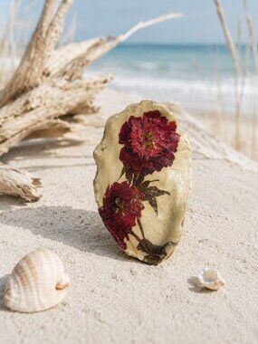 Hand-Painted Decorative Seashell | Mixed Media Coastal Decor | One-of-a-Kind